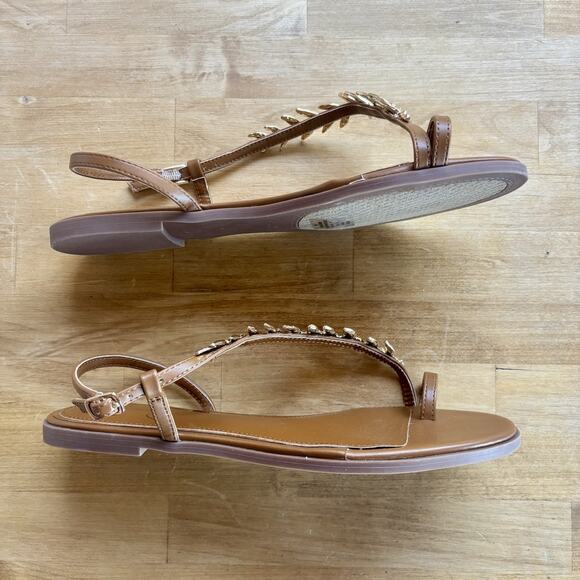Women's Jessica Simpson Gold Leaf Metallic Flip Flops brown Flats 9.5 NEW - Picture 7 of 7